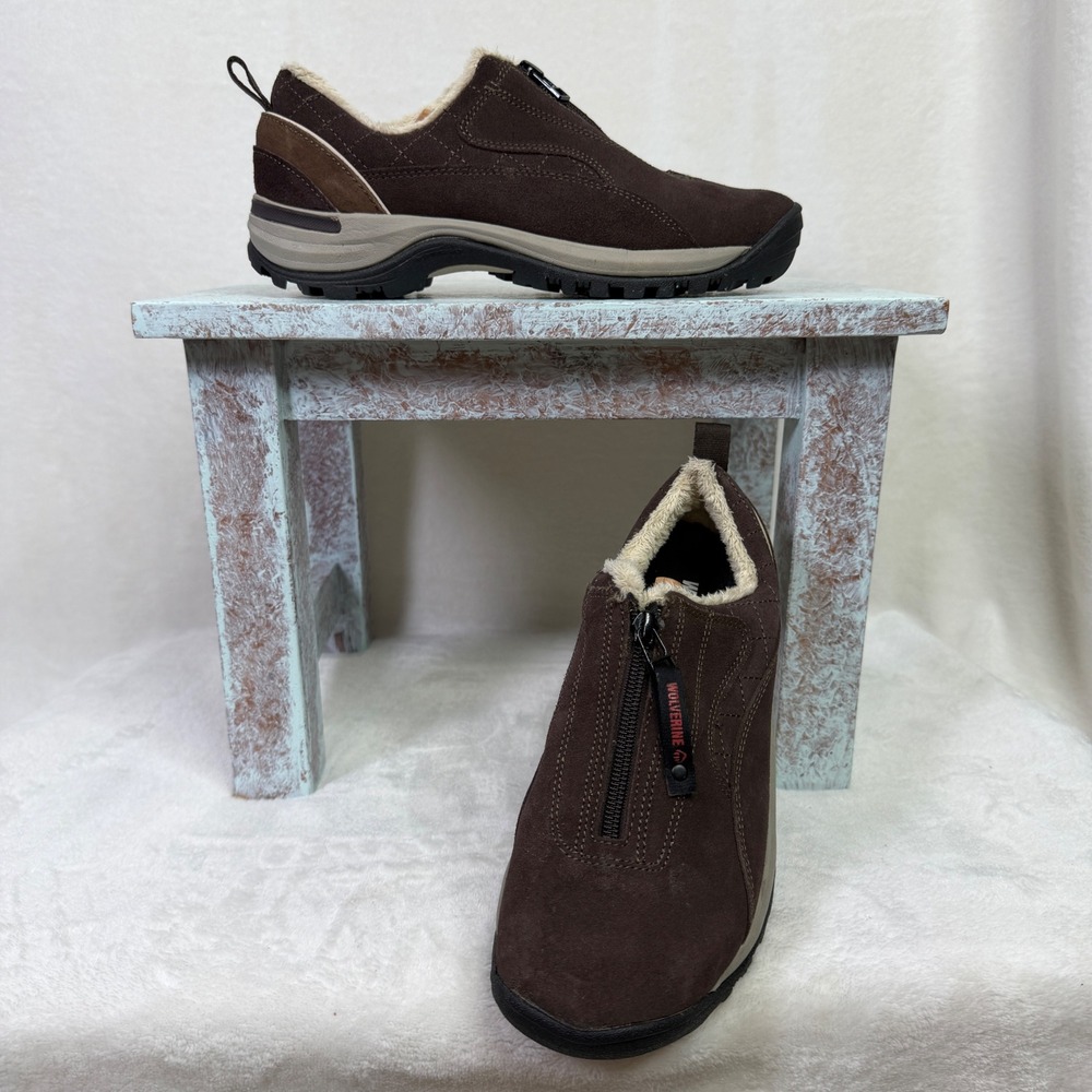 Wolverine Sirrus Suede Zip Up Hiking Shoes Womens 7M Brown Faux Fur Lined W20220